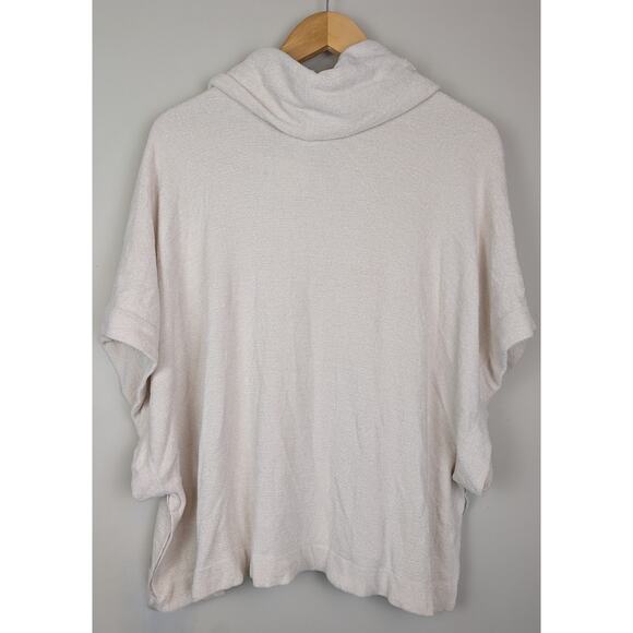 NWT Barefoot Dreams Cozychic Ultra Lite Cowlneck Poncho Ivory Sand S/M - Picture 9 of 9